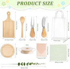 61 Pcs Baby Shower Prizes for Game Winners 6 Sets Bamboo Cheese Board Kit with Spoon Fork Butter Spreaders Plaid Towel Thank You Card for Guests, Housewarming Adult Party Favors (Green) - Image 5