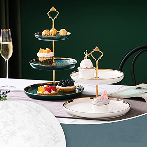 3 Tier Round Porcelain Tiered Cupcake Stand, Tiered Serving Stand, Dessert Stand, Serving Tray Platter for Tea Party, Wedding and Birthday (Green) - Image 4