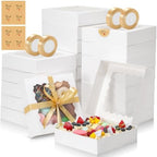 8x8x2 Auto-Popup Cookie Boxes with Window, White, 60 Pack by EQOREIIN