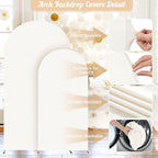 2 Set-7.2FT, 6FT Ivory Arch Backdrop Cover,Spandex Fitted Wedding Arch Stand Covers Round Top Chiara Arch Backdrop Stands Cover for Birthday Party Banquet Photo Background Decoration - Image 3