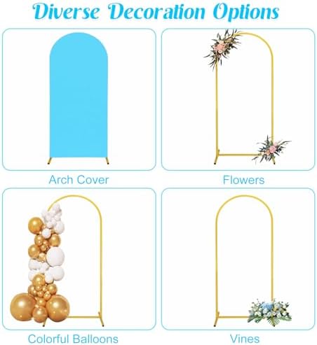 7.2FT, 6FT Wedding Arch Stand and Matching Light Blue Spandex Fitted Arch Backdrop Cover Set, Round Top Chiara Backdrop Stands and Covers for Birthday Party Baby Shower Banquet Decor (Light Blue) - Image 5