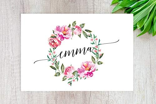 Andaz Press Custom Personalized Disposable Paper Placemats, 12 x 18 Inch, Set of 25, Pink Peonies Wreath Floral, Tableware, Dining, Tabletop, Table Setting for Wedding, Bridal Shower, Baby Shower - Image 2