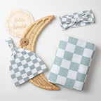 Miaoberry 100% Organic Muslin Swaddle Set| Sage Green Checkered - Image 2