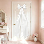Large White Bow Decor, Double Layer Satin 80x20 Inches by TERSUM