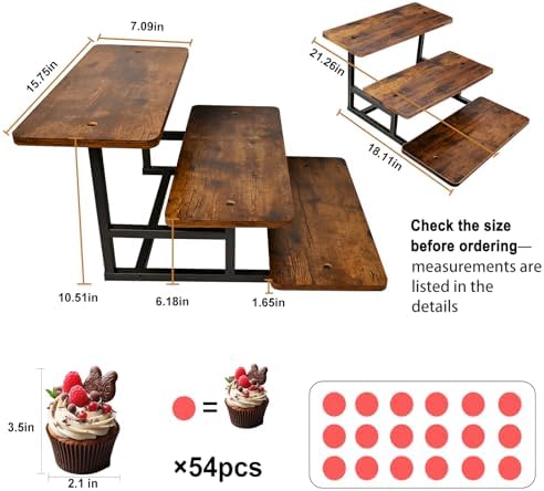 Cupcake Stand for 50 Cupcakes, Wood Metal Riser Dessert Table Display Stand - Image 4