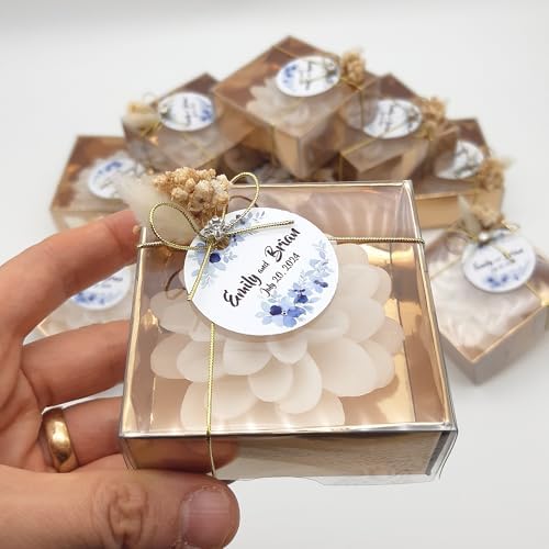 Giftsupstore Wedding Favor Guest Bulk – 50 Set of Scented Lotus Shaped Candle Party Favors – Custom Baby Shower Gifts, Bridal Shower & Personalized Bachelorette Party Favors for Adults - White - Image 7