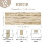 12 Pack 23 x 120 Inch Beige Table Runner 10Ft Cheesecloth - Image 2