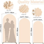 Spandex Arch Backdrop Cover Beige Wedding Arch Covers Set of 3 Balloon Arched Cover Stretchy Backdrop 5FT 6FT 7FT Round Top Chiara Arch Stand Covers for Birthday Baby Shower Ceremony Party Decoration - Image 2