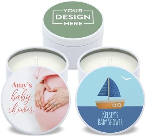 Custom Candles, Personalized Candles, Baby Shower Candle Favors, Bulk Candles, Candle Favors (Set of 10) (White Tin) by Best+Day+Ever+Spot