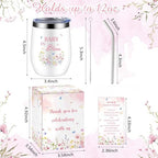 Hoolerry 6 Set Baby Shower Cups, 12oz Stainless Steel Tumbler, Wildflowers - Image 2