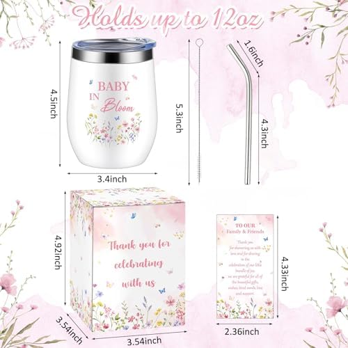 Hoolerry 6 Set Baby Shower Cups, 12oz Stainless Steel Tumbler, Wildflowers - Image 2