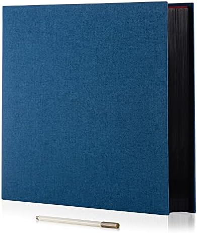 Large Photo Album Self Adhesive for 4x6 8x10 Magnetic Scrapbook Album DIY 60 Black Sticky Pages Linen Cover Photo Album(Blue) by HoneyTolly