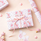 WRAPAHOLIC Jumbo Baby Girl Wrapping Paper - 30 Inch x 100 Feet Jumbo Roll - Adorable Pink Elephant Design for Baby Shower, Party, Holiday - Image 4