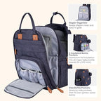 BabbleRoo Extra Large Diaper Bag Backpack, Expandable Baby Bag with Up to 50% More Capacity - Travel Essentials Baby Bag Tote with Changing Pad, Stroller Straps & Pacifier Case - Unisex, Denim Blue - Image 4