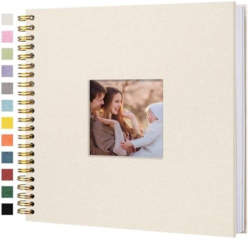 12"x12" Scrapbook Photo Album Linen Cover 40 Sheets 80 Pages White Paper by Hiwhy