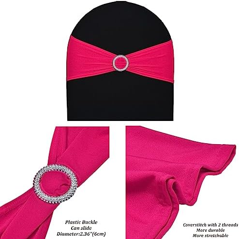50pcs Fushia Spandex Chair Sashes Stretch for Wedding Party Banquet Decoration Elastic Chair Cover with Buckle Engagement Event Birthday Baby Shower Celebration Decor - Image 2