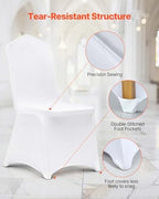 VEVOR 100 Pcs White Chair Covers Polyester Spandex Chair Cover Stretch Slipcovers for Wedding Party Dining Banquet Flat-Front Chair Covers - Image 6
