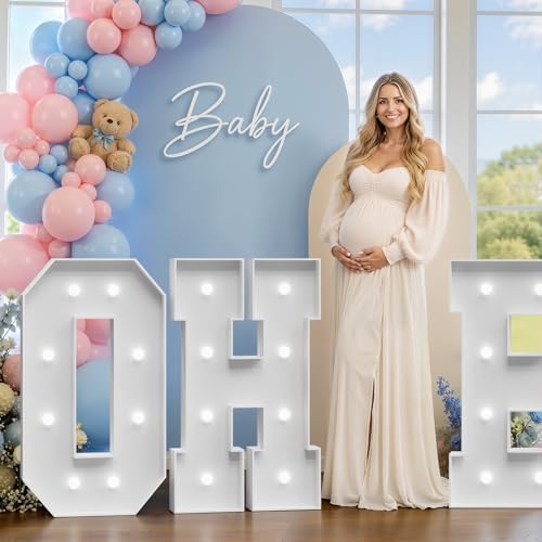 Imprsv Marquee Letters OH, 3FT Light Up Letters Baby Shower Decorations - Image 2