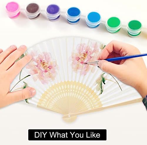 FEPITO 82 Pieces White Handheld Paper Fan Paper Folding Fans - Image 4