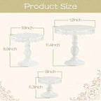 3 PCS White Cake Stands (8"&10"&12" Plate), Cupcake Stand with a lace Hollow Border Metal Cake Stand Set for Birthday Party, Wedding, Anniversary, Baby Shower - Image 3
