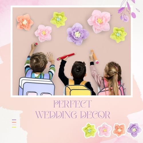 Cholemy 24 Pcs Tissue Paper Flowers, Crepe Paper Flowers Decorations 8" 10" 12" for Wedding Party Baby Bridal Shower Carnival Party Birthday Nursery Wall Decor (Multi Colors) - Image 4