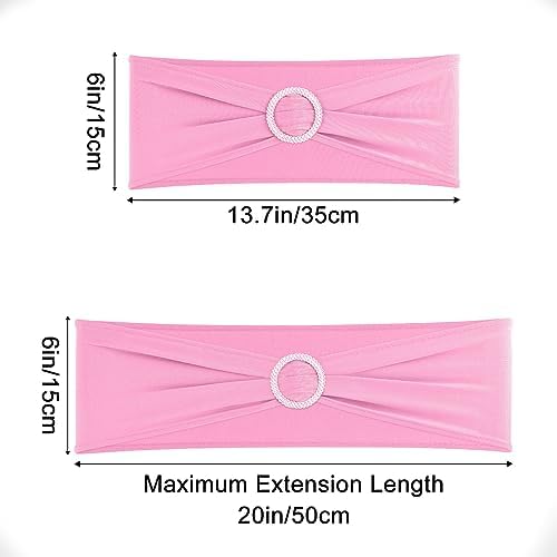 Pink Chair Sashes 50 Pack Spandex Stretch Chair Band Sashes with Buckles for Folding Chairs Wedding Party Reception Baby Shower Events Banquet Decorations - Image 2