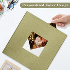 Large Photo Album Self Adhesive, DIY Scrapbook Album for 4x6 8x10 10x12 Pictures, 60 Pages Light Matcha Linen Cover Memory Book, Ideal Gift for Family Wedding Baby Christmas Anniversary - Image 2