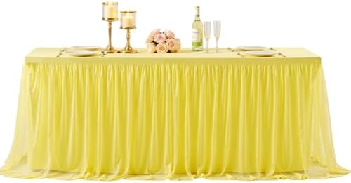 HB HBB MAGIC Yellow Table Cloth Spandex Table Covers 6ft Fitted Tulle Tablecloth Rectangular Desk Skirt Stretch Table Cloths Covers Party Banquet Birthday Baby Shower Wedding Table Cloth, 2 Pack - Image 7
