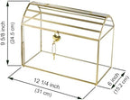 Wedding Card Box with Slot, 12.2'' Large Glass Card Boxes for Reception, Gold Cards Holder, Clear Decorative Storage Box with Lock for Baby Shower, Birthday Party, Christmas, Bridal Shower - Image 6