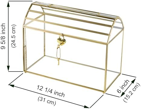 Wedding Card Box with Slot, 12.2'' Large Glass Card Boxes for Reception, Gold Cards Holder, Clear Decorative Storage Box with Lock for Baby Shower, Birthday Party, Christmas, Bridal Shower - Image 6