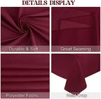 4 Pack Square Table Cloth 52x52 Inch Burgundy Tablecloth Machine Washable Fabric Polyester Table Cover for Dining, Buffet Parties, Picnic, Events, Weddings and Restaurants（Burgundy） - Image 4
