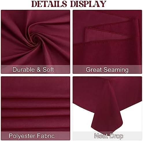 4 Pack Square Table Cloth 52x52 Inch Burgundy Tablecloth Machine Washable Fabric Polyester Table Cover for Dining, Buffet Parties, Picnic, Events, Weddings and Restaurants（Burgundy） - Image 4