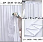 30 ft x 10 ft Wrinkle Free White Backdrop Curtain for Parties, Polyester Photo Backdrop Drapes 6 Panels 5x10ft Curtains for Weddings Birthday Party Photography Background Baby Shower - Image 2