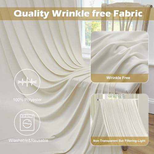 50 ft x 10 ft Wrinkle Free Champagne Backdrop Curtain for Parties, 10 Panels 5x10ft Silky Polyester Wedding Backdrop Drapes Photo Back Drop Cloth for Birthday Baby Shower Photography Background - Image 3