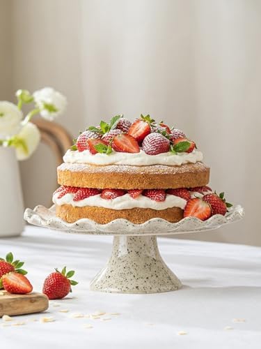 Ceramic Cake Stand, Small Cake Plate for 8 Inch Cake, Speckled White - Image 7