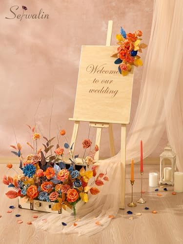 Serwalin Fall Flowers Artificial Orange Navy Blue Silk Flowers for Wedding - Image 6