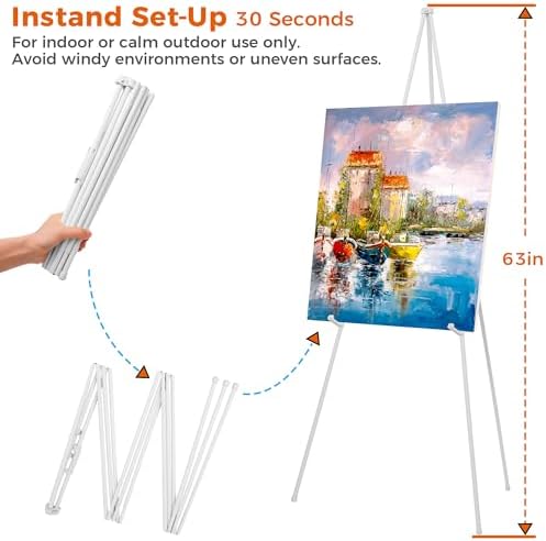ARTASY 63" Easel Stand for Wedding Signs, White, 3 Packs with Carry Bags - Image 3