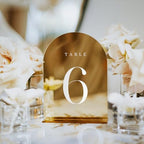 Gold Mirror Arch Table Numbers for Wedding, 30 Pack 5x7" Gold Mirror Arch Acrylic Signs with Stand Acrylic Table Numbers 1-30, Perfect for Wedding Reception - Image 5