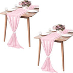 Pufogu 5 Pack 10Ft Light Pink Chiffon Table Runner Sheer 29x120 Inch by Pufogu