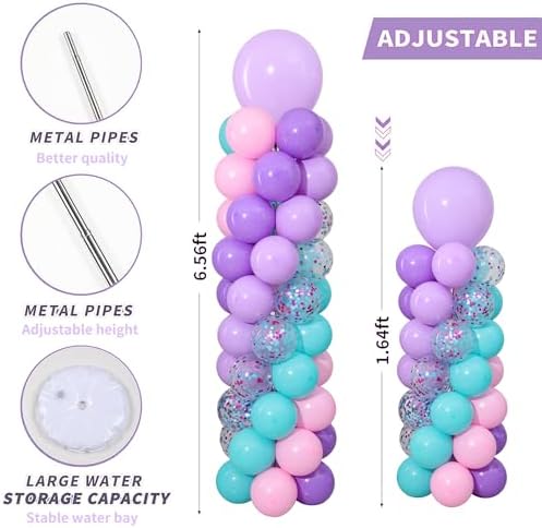Pink Purple Balloon Column Stand Kit 2 Sets, Mermaid Balloons Tower - Image 3