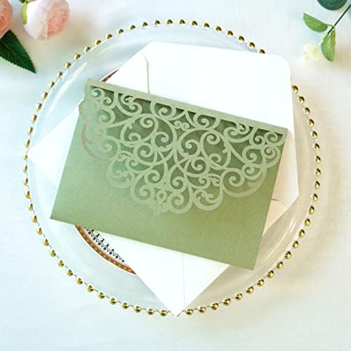 ponatia Trifold Laser Cut Wedding Invitations Pockets with Envelopes - Image 4