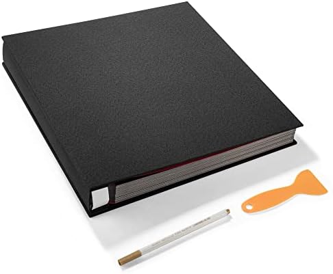 Large Photo Album Self Adhesive 4x6 5x7 3x5 8.5x11 Scrapbook Magnetic Album DIY Scrap Book Length 13 x Width 12.8 (Inches) 120 Black Sticky Pages Linen Cover DIY Photo Album(Black) by HoneyTolly