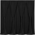 Black Backdrop Curtain 8 Panels-Wrinkle-Free Black Curtains Polyester Photography Drapes for Wedding Birthday Party Photo Background Backdrop Stand- 32 X10FT by WishCare