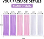 gogoparti 15ft x 10ft Light Purple Pink and White Backdrop Curtains, Wrinkle Free Backdrop Drapes for Wedding Birthday Party Background, 6 Panel 2.5x10ft - Image 2