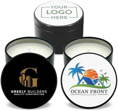 Custom Candles, Personalized Candles - 10 Quantity - $2.95 Each - Bulk Candles Promotional Product/Bulk with Your Logo/Customized (Set of 10) (Black Tin), 9512000-CORP - Image 4