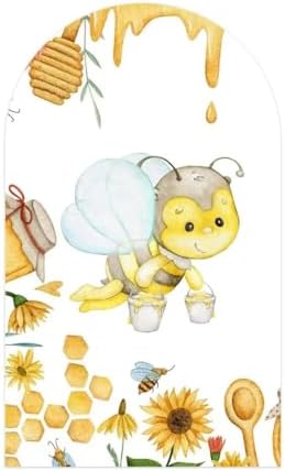 Honey Bee Arch Fabric Covers Honeypot Honeycomb Stretchy Arched Stand Backdrop Cover for Birthday Party Baby Shower Decoration Supplies(Only Cover) by Aerdce