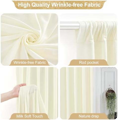 16x10FT Ivory Backdrop Curtains for Wedding Parties, Wrinkle Free Polyester Photography Backdrop Drapes for Wedding Baby Shower Birthday Parties Stage Background Stand Decorations 4x10ft,4 Panels - Image 2