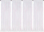Sparkly White Iridescent Backdrop 4 Pieces 2FTx8FT Sequin Backdrop by QueenDream