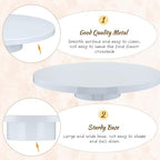 Wenqik 16 Inch Metal Cake Stand with Cake Knife and Spatula, Round Dessert Table Display Stand Metal Dessert Tray Serving Platter for Party, Wedding, Birthday, Baby Shower, Anniversary(White) - Image 3