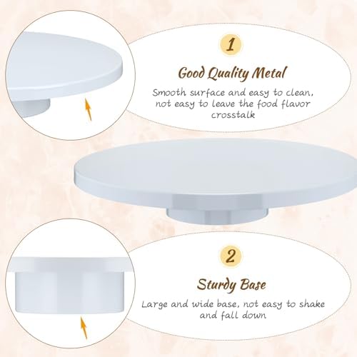 Wenqik 16 Inch Metal Cake Stand with Cake Knife and Spatula, Round Dessert Table Display Stand Metal Dessert Tray Serving Platter for Party, Wedding, Birthday, Baby Shower, Anniversary(White) - Image 3